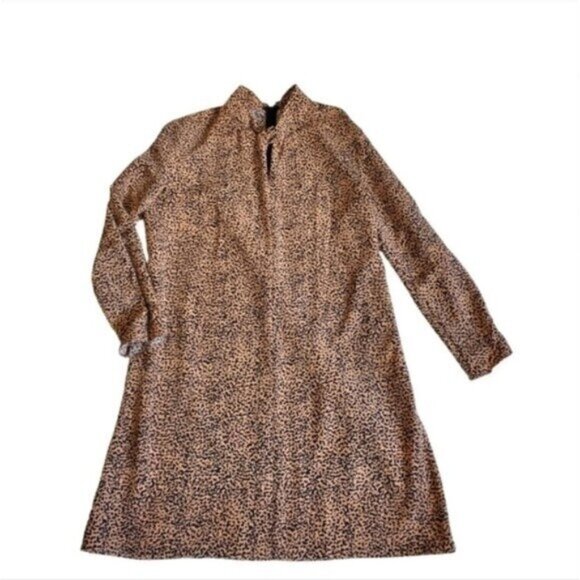 Halston Leopard Print Keyhole Mock Neck Shift Dress | Size XL - Picture 1 of 11